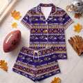Baltimore Ravens Harvest Huddle Short Sleeve Pajamas Set Baltimore Ravens Merch Gift For Her