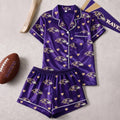 Baltimore Ravens Logo Team Love Short Sleeve Pajamas Set Ravens Merch Gifts For Football Fans