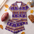 Minnesota Vikings Harvest Huddle Short Sleeve Pajamas Set MN Vikings Merch Football Fan Gifts