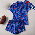 Buffalo Bills Logo Team Love Short Sleeve Pajamas Set Buffalo Bills Merch Football Lover Gifts