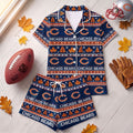 Chicago Bears Harvest Huddle Short Sleeve Pajamas Set Chicago Bears Merch Autumn Outfits
