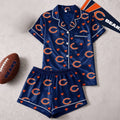 Chicago Bears Logo Team Love Short Sleeve Pajamas Set Chicago Bears Merch Football Fan Gifts