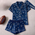 Dallas Cowboys Logo Team Short Sleeve Pajamas Set Dallas Cowboys Merch Gift For Football Fans