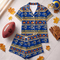 Los Angeles Rams Harvest Huddle Short Sleeve Pajamas Set LA Rams Merch Fall Outfits For Her