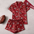 San Francisco 49ers Logo Team Short Sleeve Pajamas Set SF 49ers Merch Present For Girlfriend