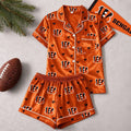 Cincinnati Bengals Logo Team Short Sleeve Pajamas Set Bengals Merch Gift Ideas For Football Fan
