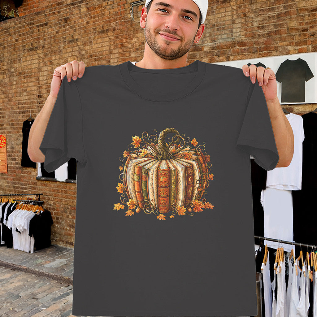 Fall Reading Pumpkin Shirt Halloween Book Lover Teacher Tee Autumn Season Clothing Gifts