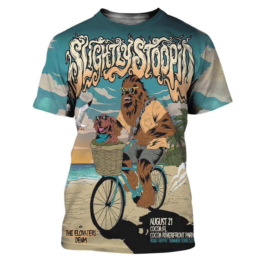 Slightly Stoopid Cocoa Florida 2026 T-Shirt Chewbacca Riding Bike Tee Slightly Stoopid Merch