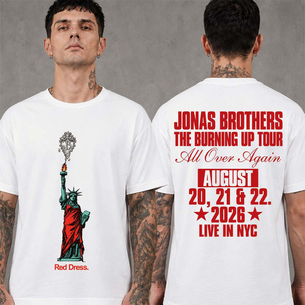 Jonas Brothers MSG Madison Square Garden 2026 Pop Up T-Shirt Red Dress Tee Jonas Brothers Merch