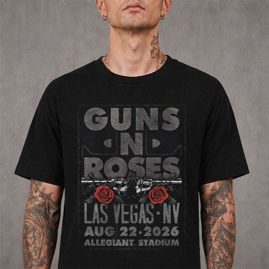 Guns N Roses Las Vegas NV 2026 Event Poster T-Shirt Live At Allegiant Stadium Tee GNR Merch