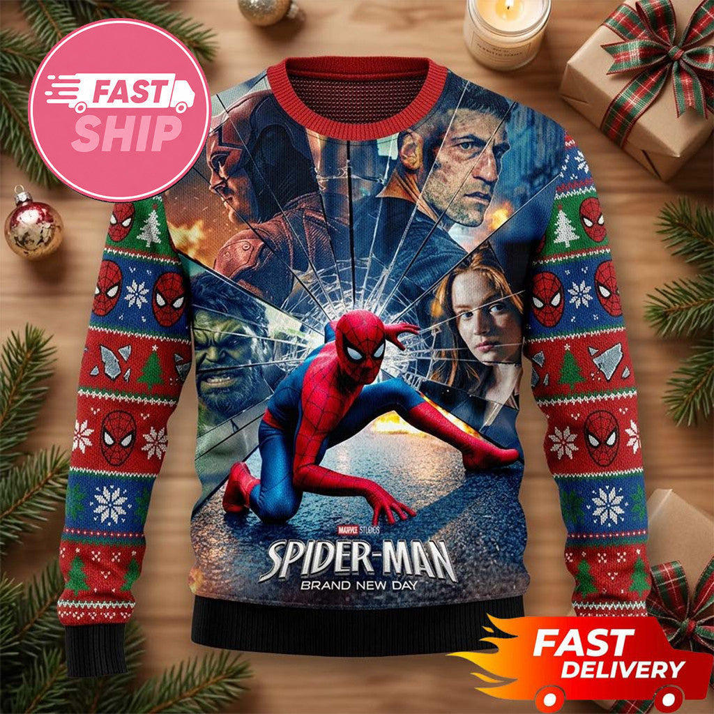 Spider Man Brand New Day Merch 2026 Spider Man Jean Grey The Punisher Ugly Sweater Xmas Gift