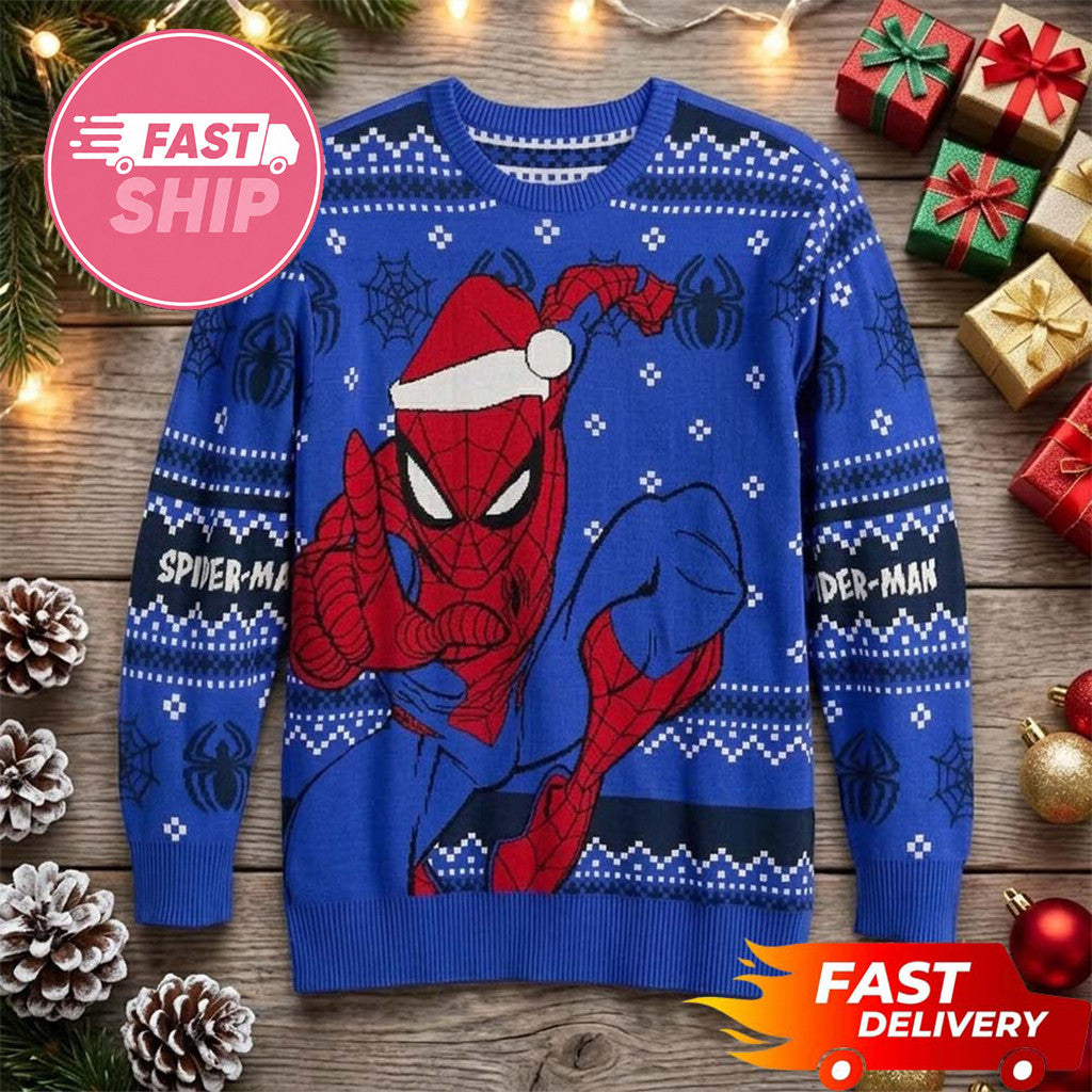 Super Hero Friendly Neighborhood Spider Man Santa Claus Christmas Ugly Sweater Xmas Gift Ideas