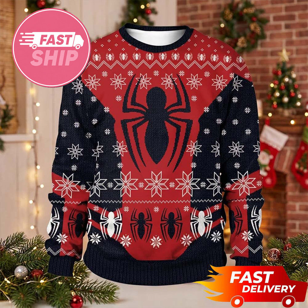 Spider Man Logo Spider Christmas Pattern Spider Man Ugly Sweater Holiday Apparel Xmas Gifts