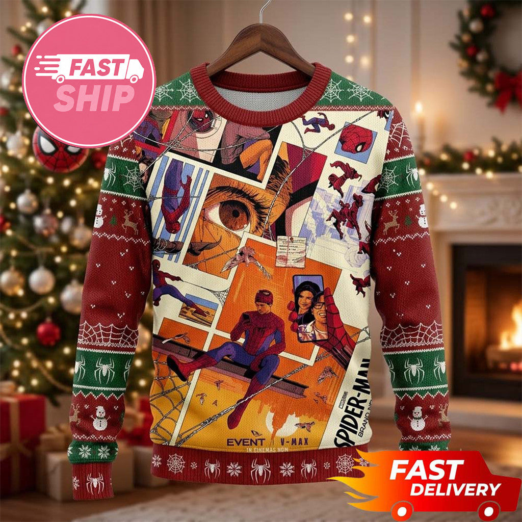 Spider Man Brand New Day 2026 Cartoon Art Christmas Ugly Sweater Gifts For Fan Spider Man
