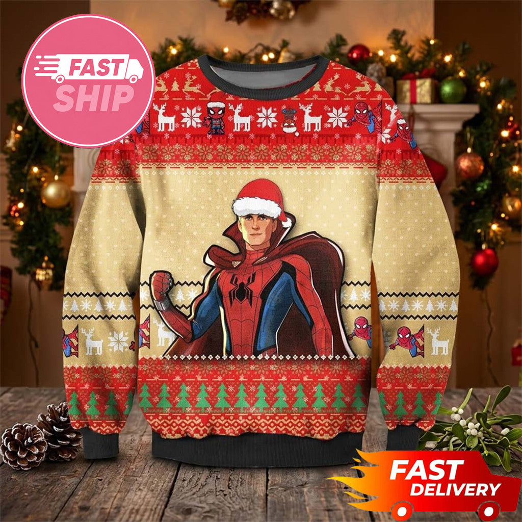 Tom Holland Peter Parker Spider Man Dr Strange Pattern Christmas Ugly Sweater Xmas Gift Ideas
