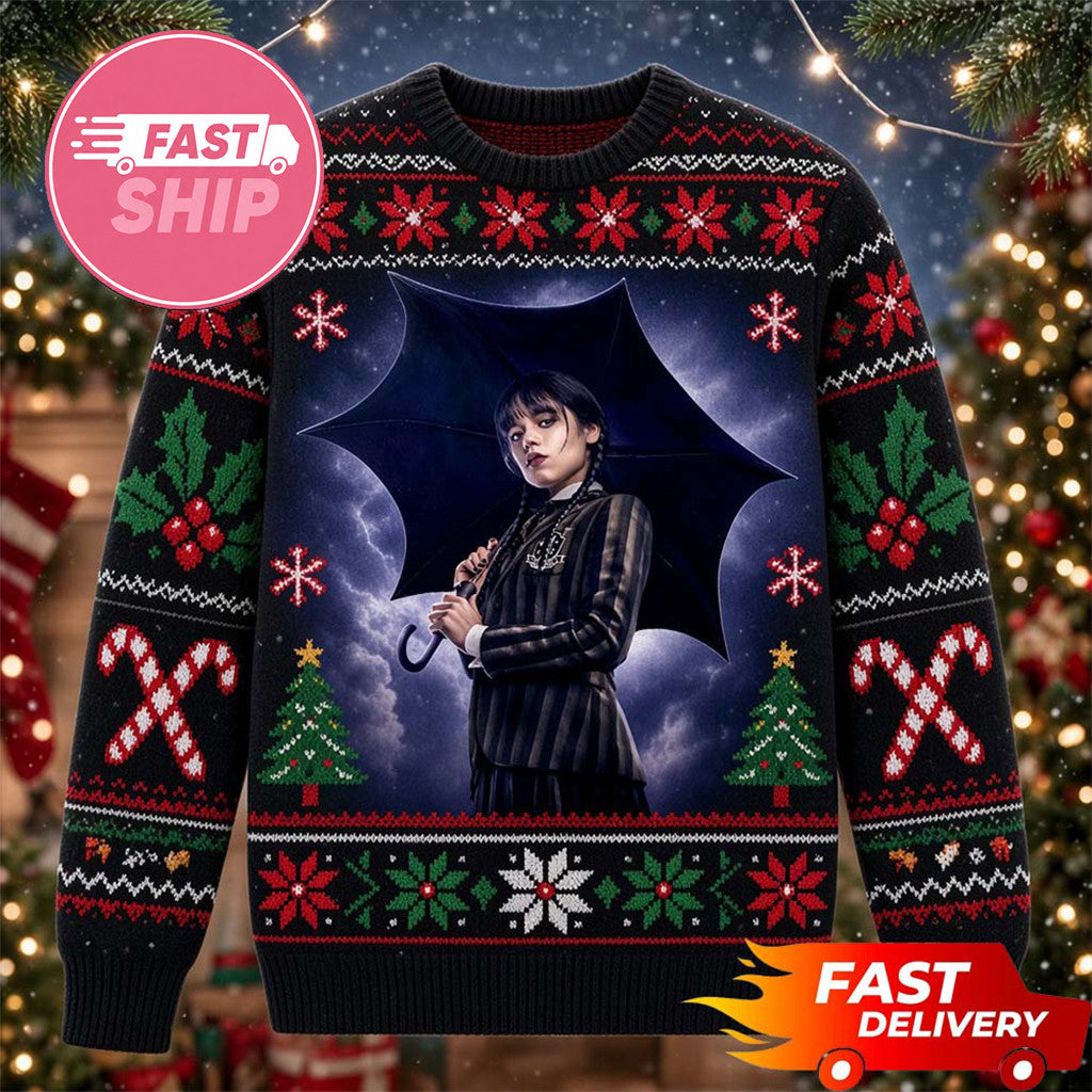 Wednesday Season 1 Poster Christmas Wednesday Ugly Sweater 2026 Xmas Gift For Fan