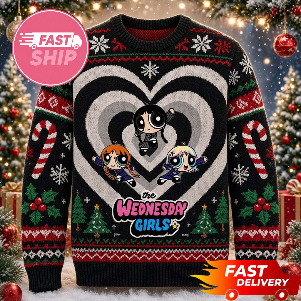 Wednesday X Powerpuff Girls The Wednesday Girls 2026 Christmas Ugly Sweater Holiday Gifts