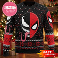 Spider Man X Venom Comic Spider Head Pattern Christmas Ugly Sweater Spider Man Merch Xmas Gifts
