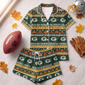 Green Bay Packers Harvest Huddle Short Sleeve Pajamas Set Packers Merch Fall Outfits