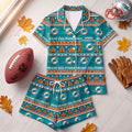 Miami Dolphins Harvest Huddle Short Sleeve Pajamas Set Miami Dolphins Merch Fan Gift Ideas