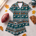 Philadelphia Eagles Harvest Huddle Short Sleeve Pajamas Set Philadelphia Eagles Merch Women's