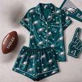 Philadelphia Eagles Logo Team Short Sleeve Pajamas Set Philadelphia Eagles Merch Fan Gifts