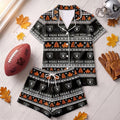 LV Raiders Harvest Huddle Short Sleeve Pajamas Set Raiders Merch Fall Outfits Gift For Her