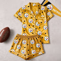 Pittsburgh Steelers Logo Team Short Sleeve Pajamas Set Steelers Merch Gift For My Sisters