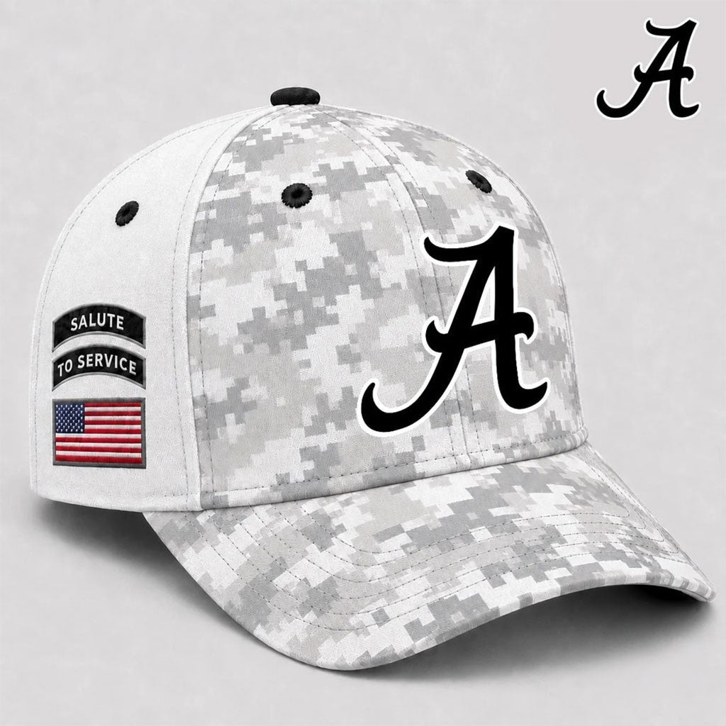 Alabama Crimson Tide Merch 2026 Veterans Salute To Service Camo Hat Present For Fathers