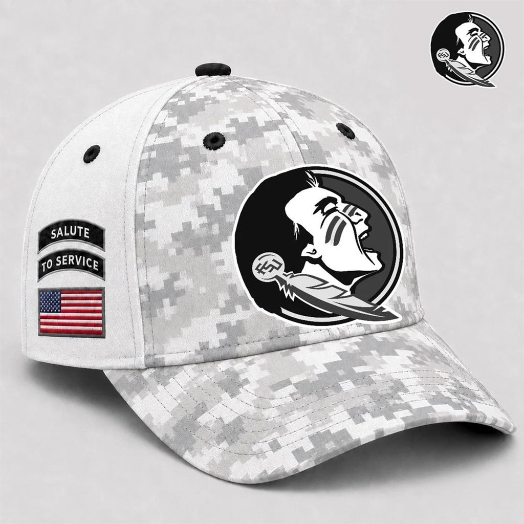 Florida State Seminoles Merch 2026 Veterans Salute To Service Camo Hat Gift For Veteran Dad