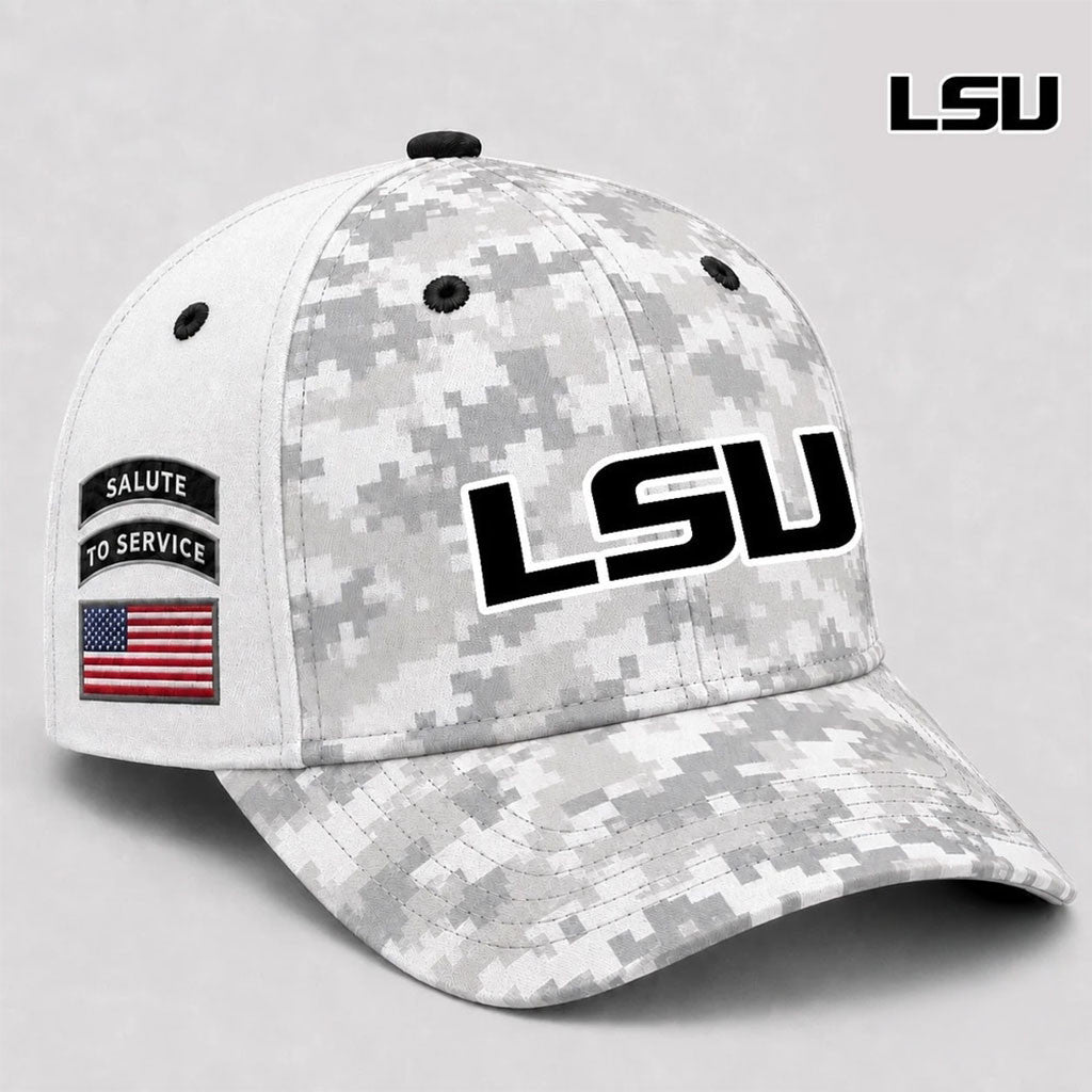 LSU Tigers 2026 Veterans Salute To Service Camo Hat LSU Tigers Merch Best Patriotic Gifts