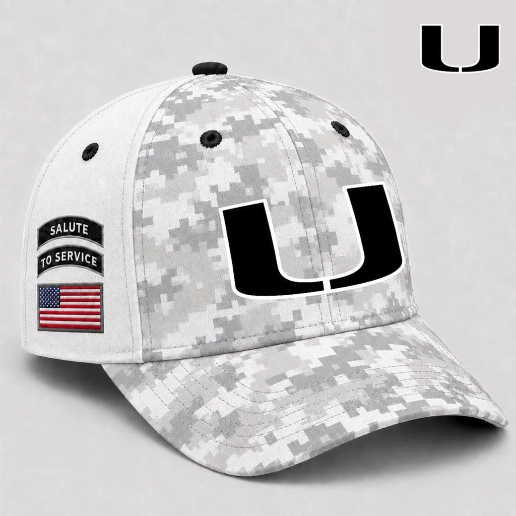Miami Hurricanes 2026 Veterans Salute To Service Camo Hat Miami Hurricanes Merch Fan Gifts