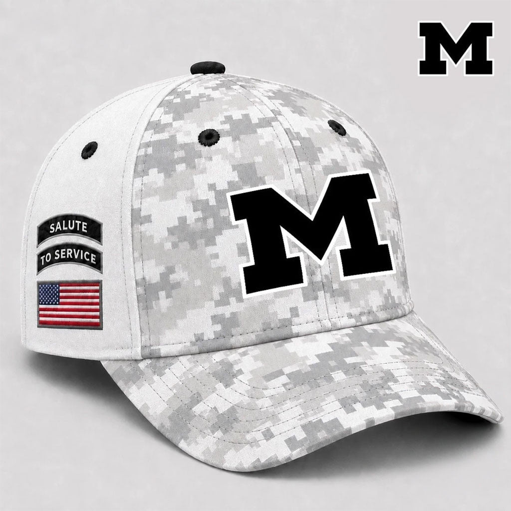 Michigan Wolverines 2026 Veterans Salute To Service Camo Hat Wolverines Merch Fan Gifts