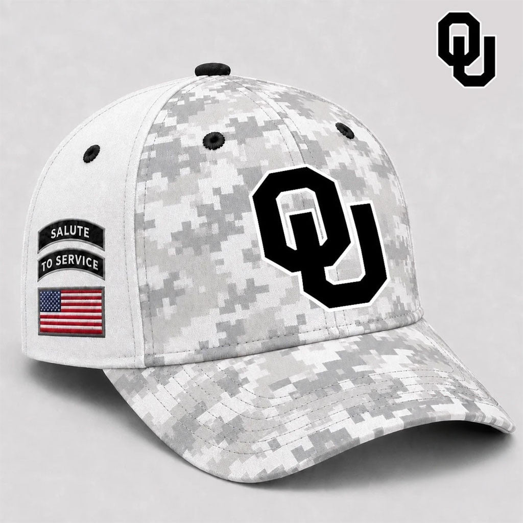 Oklahoma Sooners 2026 Veterans Salute To Service Camo Hat Oklahoma Sooners Merch Dad Gifts