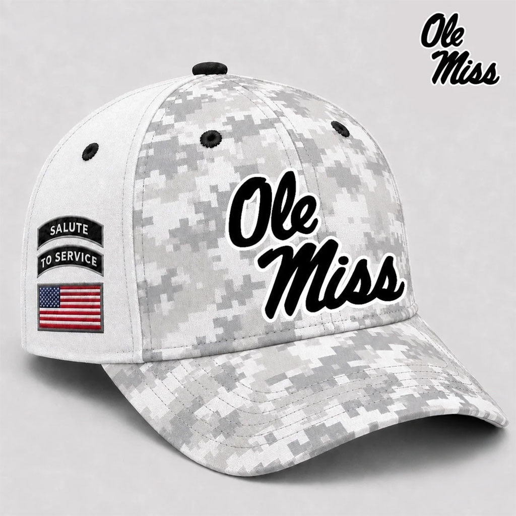 Ole Miss Rebels 2026 Veterans Salute To Service Camo Hat Ole Miss Rebels Merch Fan Present