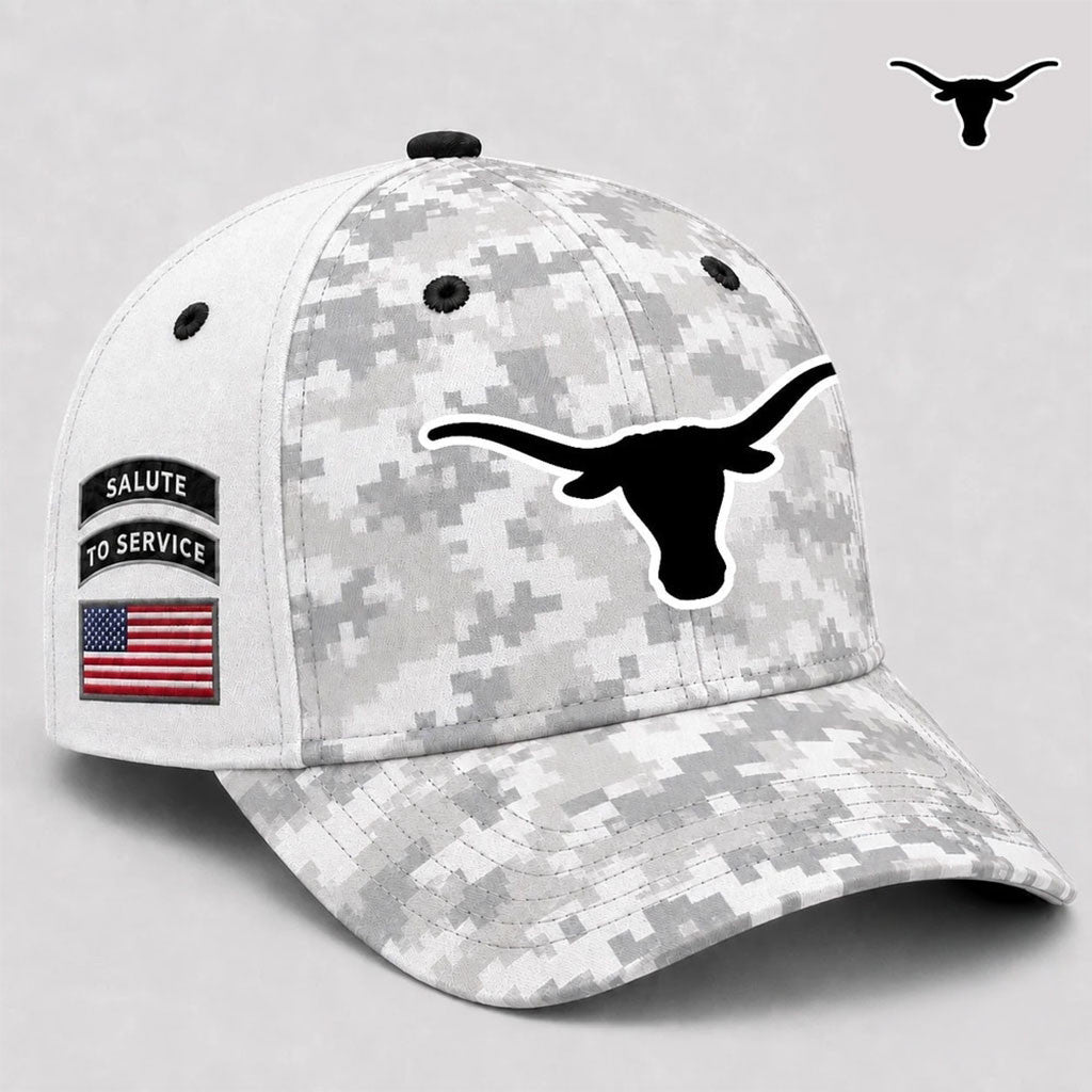 Texas Longhorns 2026 Veterans Salute To Service Camo Classic Hat Texas Longhorns Merch Gifts