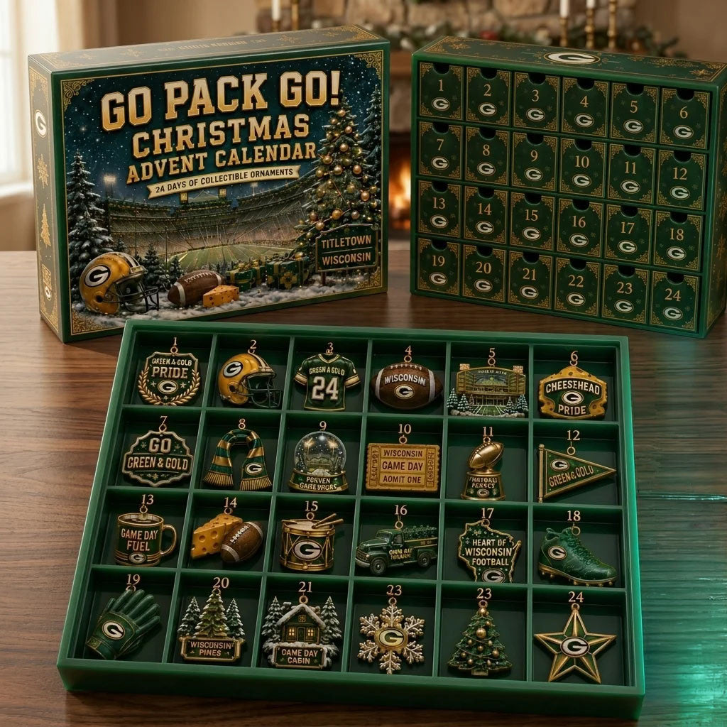 Green Bay Packers Go Pack Go Christmas Advent Calendar Packers Merch Gift For Football Fans