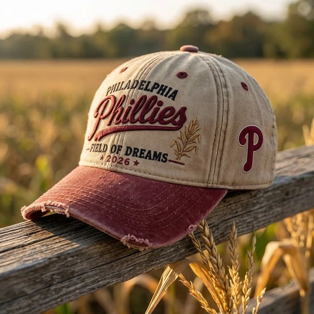 Philadelphia Phillies Field of Dreams 2026 Distressed Baseball Hat Philadelphia Phillies Merch