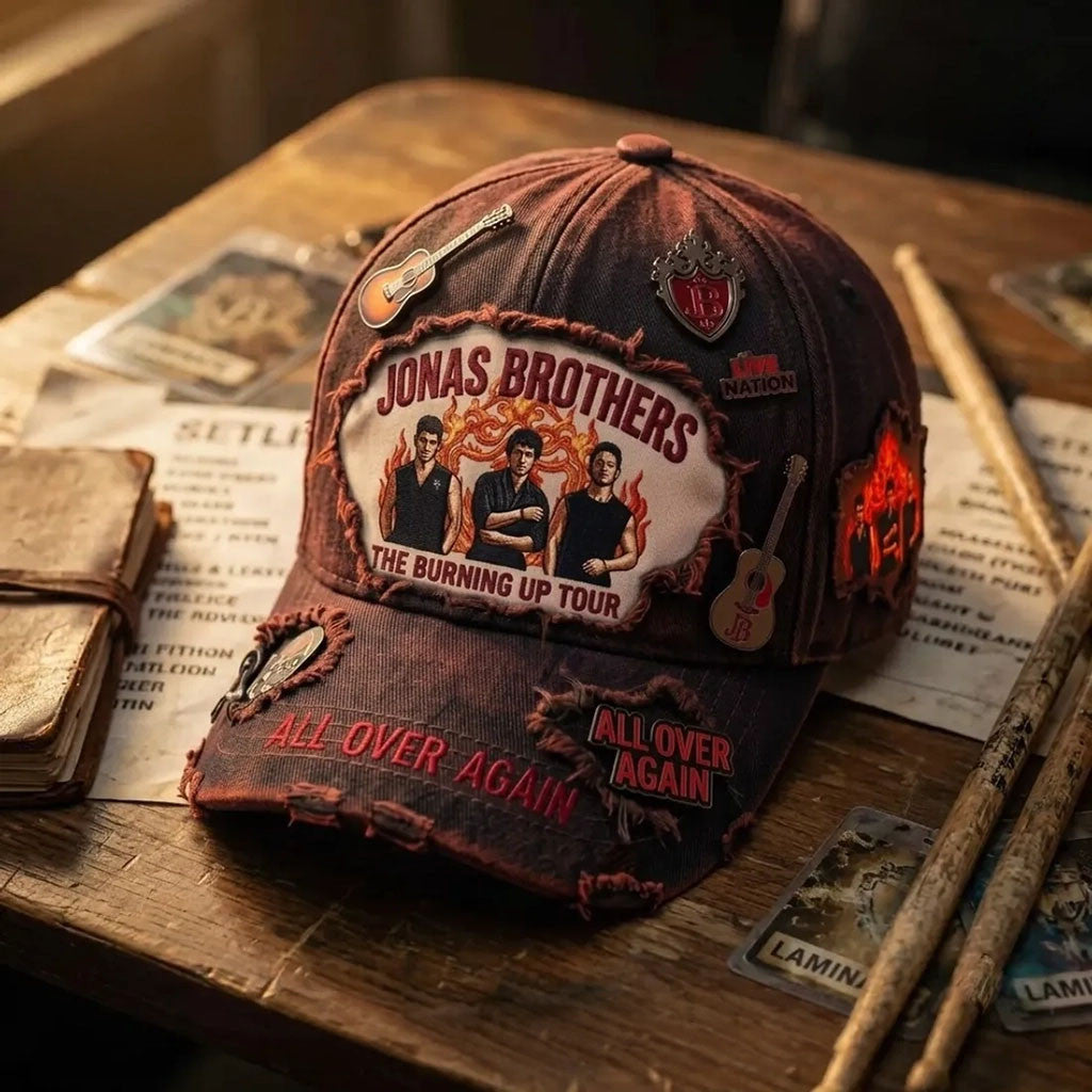 Jonas Brothers Burning Up Tour Distressed Hat All Over Again Hat Jonas Brothers Merch Fan Gifts