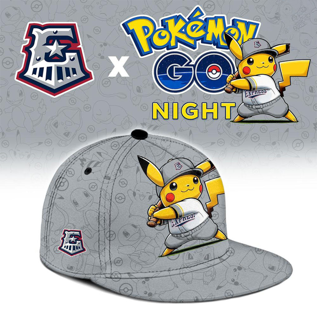 Round Rock Express X Pokemon GO Night Snapback Hat Round Rock Express Merch 2026 Fan Gifts