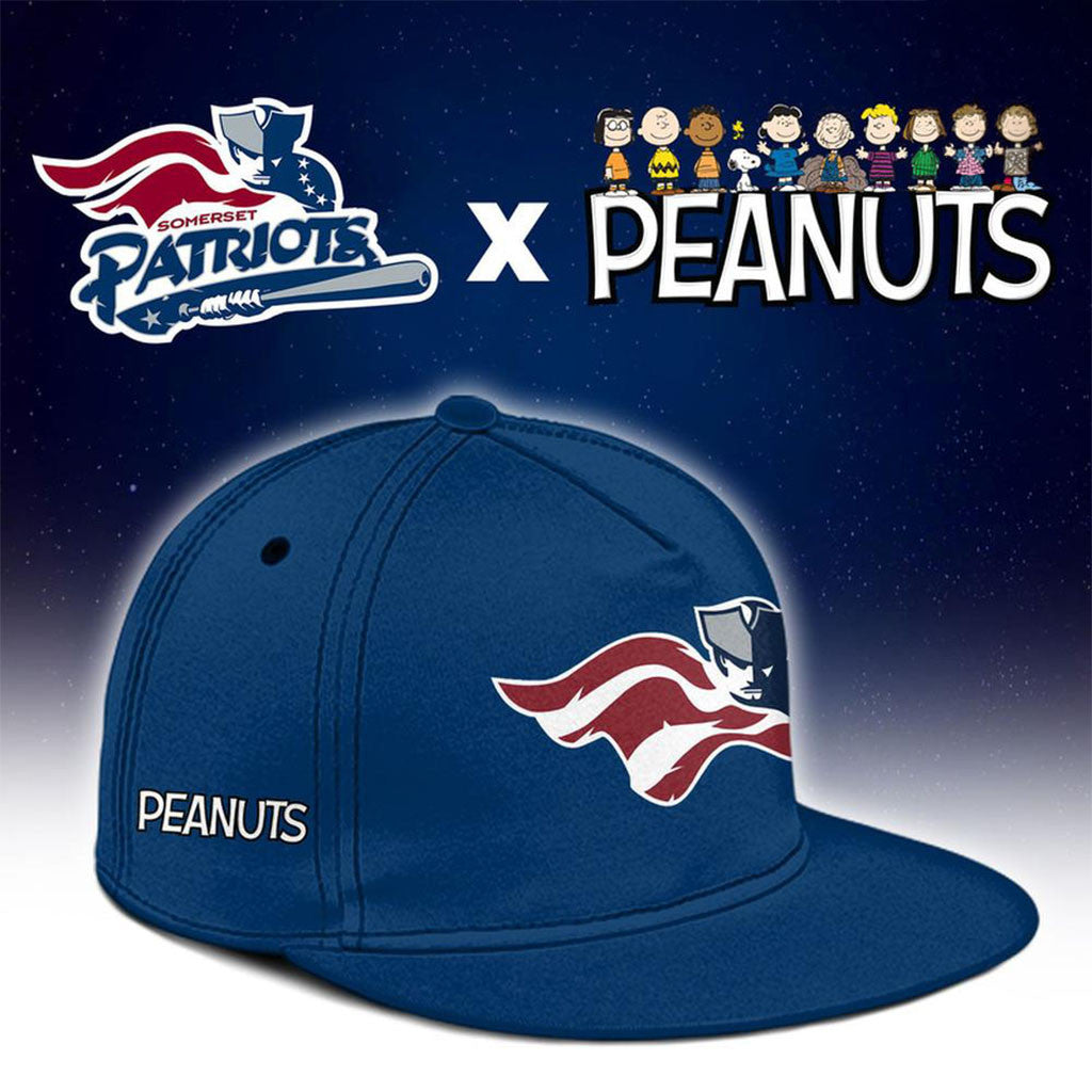 Somerset Patriots X Peanuts Night Snapback Hat Somerset Patriots Merch Gift For Baseball Lover