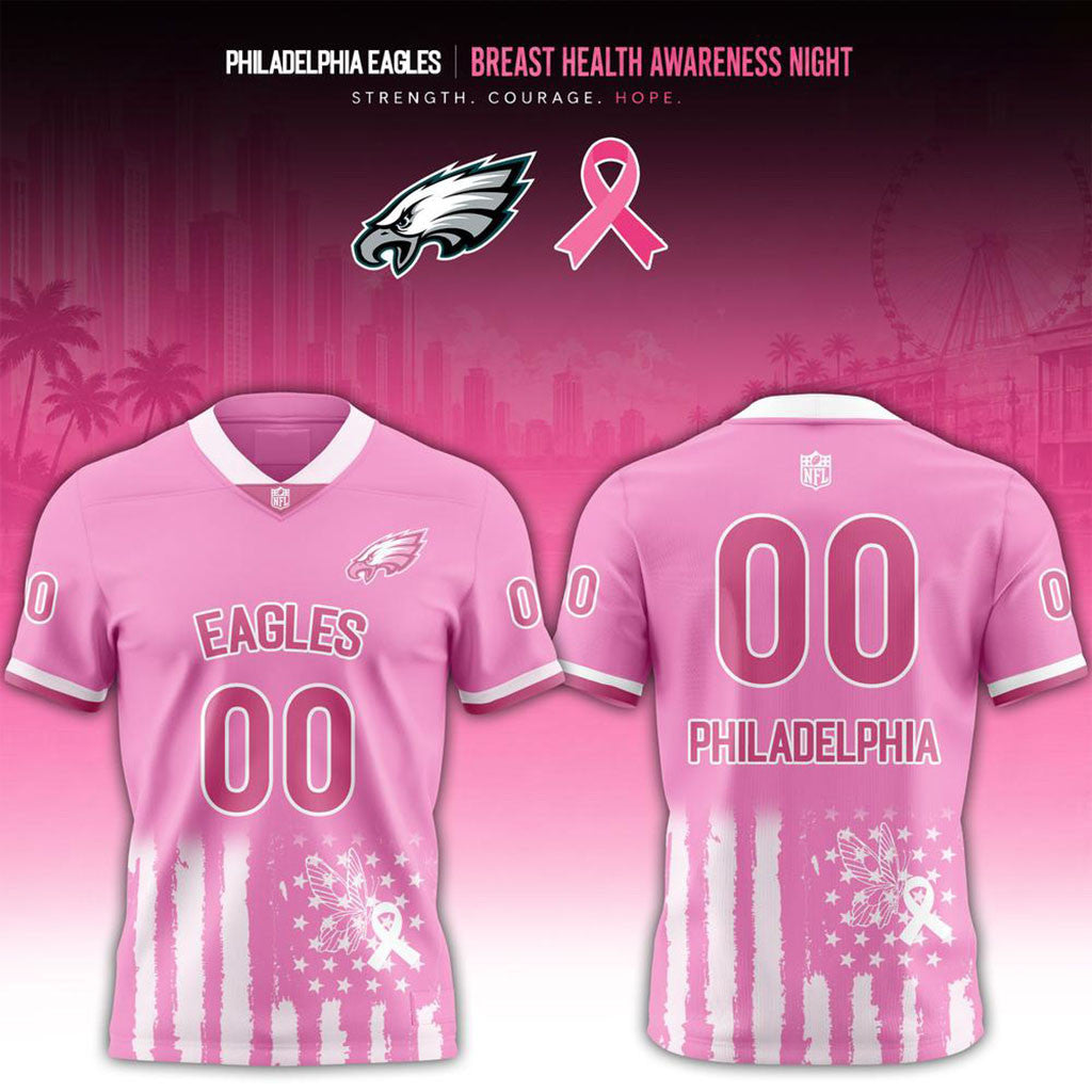 Custom Philadelphia Eagles Breast Health Awareness Night 2026 Jersey Philly Eagles Merch