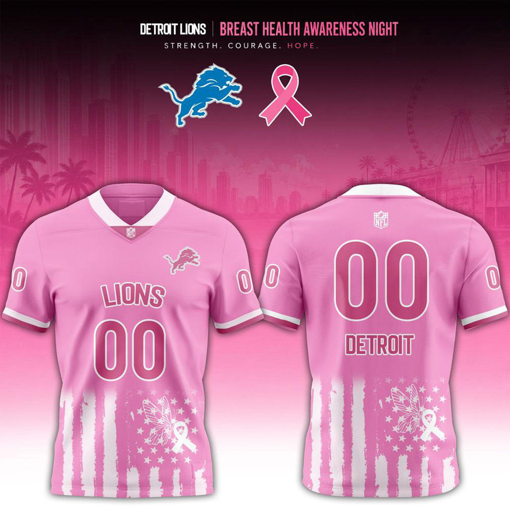 Personalized Detroit Lions Breast Health Awareness Night 2026 Jersey Detroit Lions Merch