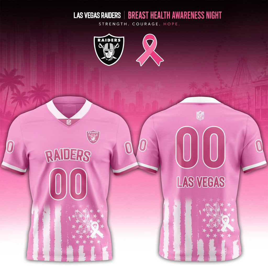 Personalized LV Raiders Breast Health Awareness Night 2026 Jersey Raiders Merch Warrior Gifts
