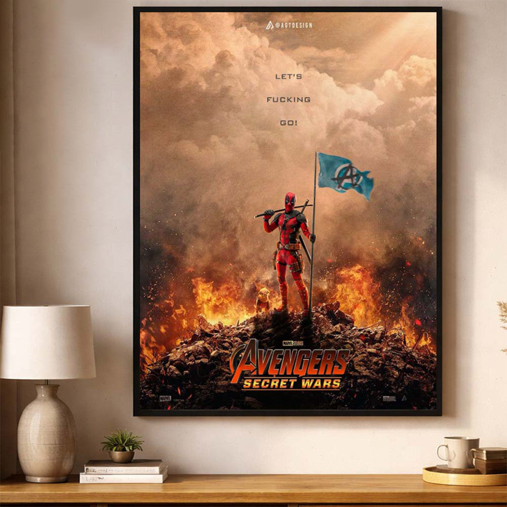 Avengers Secret Wars Deadpool Let's Fcking Go Marvel Studios Poster Home Decor Marvel Merch