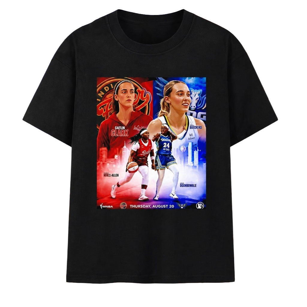 Caitlin Clark Paige Bueckers Myisha Hines Allen and Arike Ogunbowale WNBA Matchup Shirt Gifts