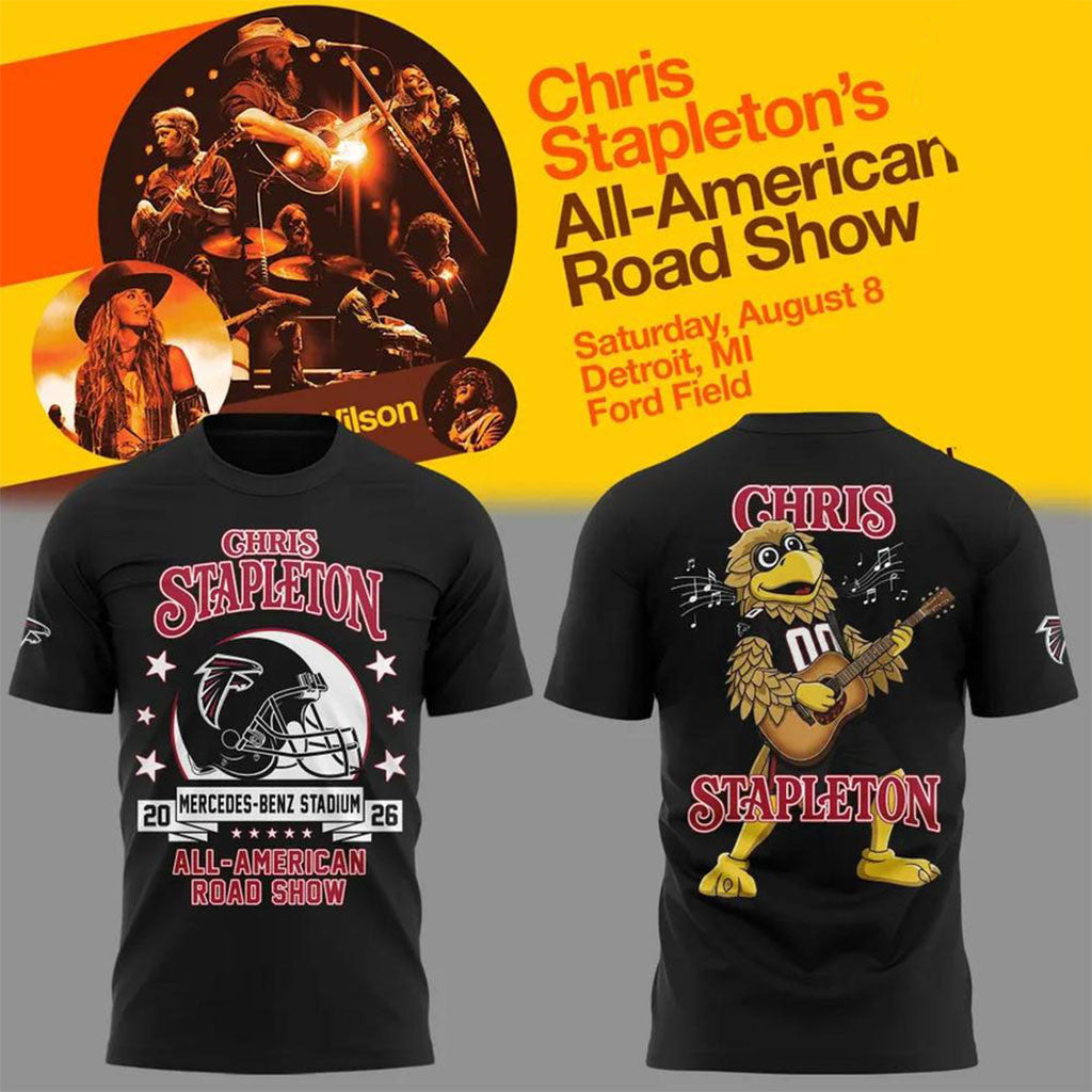 Chris Stapleton X Atlanta Falcons Merch All-American Road Show 2026 T-Shirt Music Fan Apparel