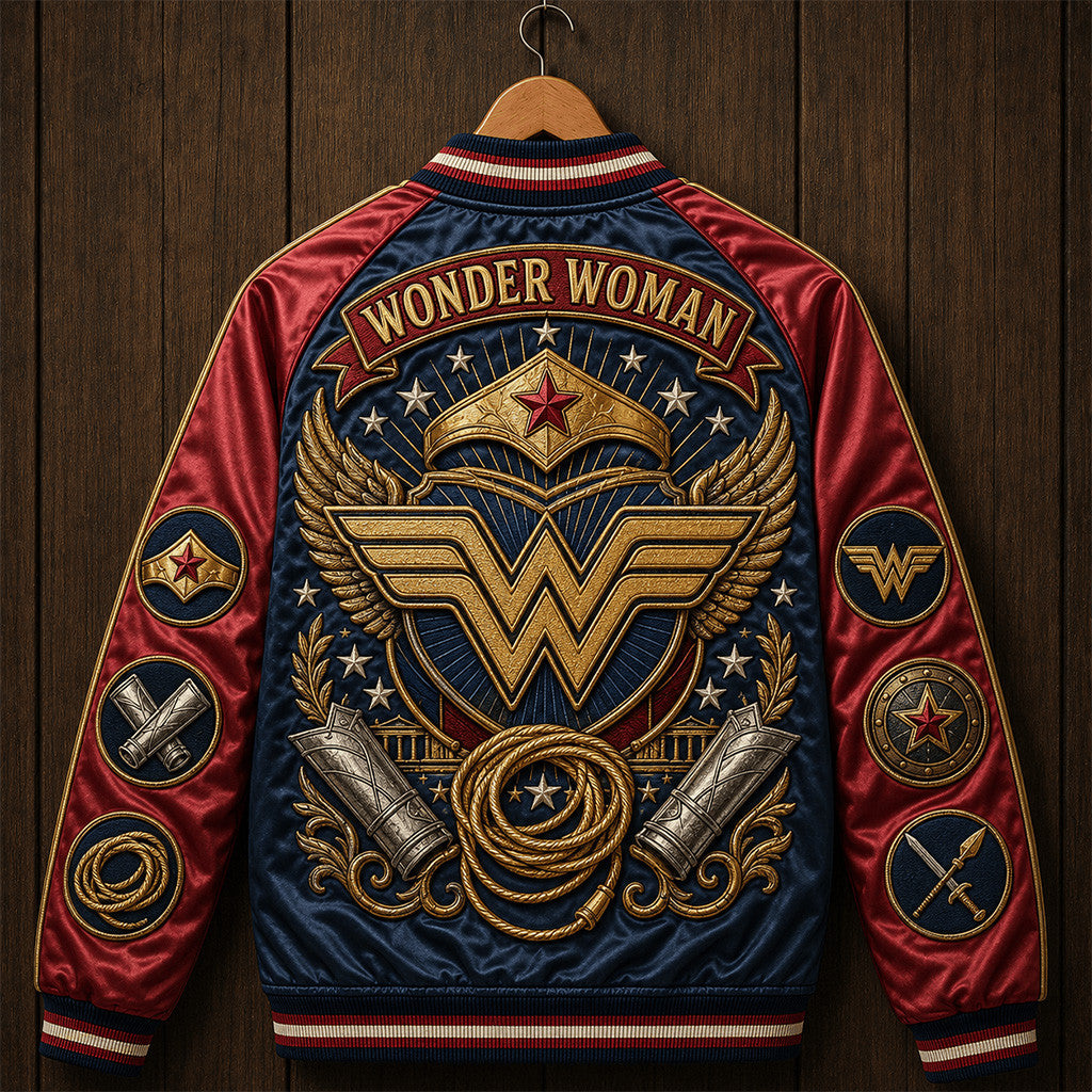 Wonder Woman Vintage Superhero Logo Jacket Diana Prince Merch Best Gifts For Friends