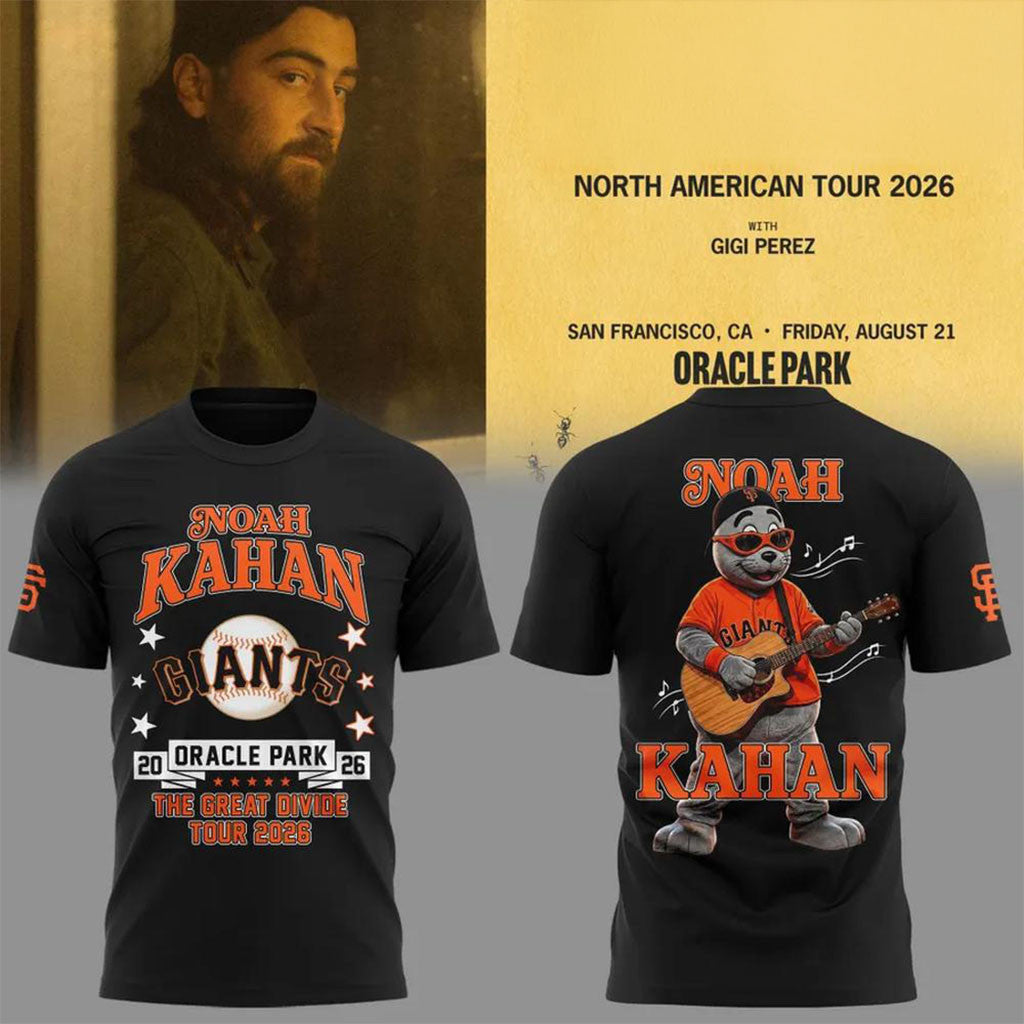 Noah Kahan X San Francisco Giants The Great Divide Tour 2026 T-Shirt Noah Kahan Concert Merch