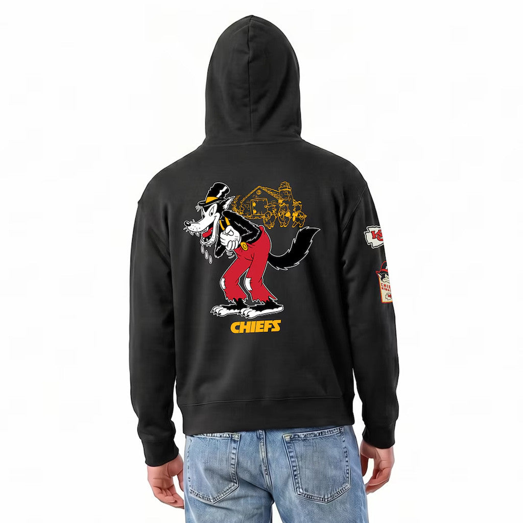 Kansas City Chiefs D X Champion Big Bad Wolf All-Star Zip Hoodie Black Chiefs Merch Fan Gifts